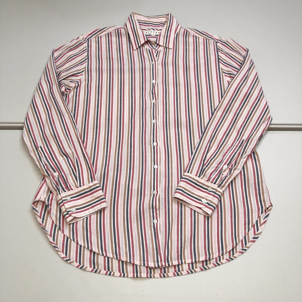 XIRENA Beau Striped Pink Blue 100% Cotton Button Down Shirt Women’s Size XS